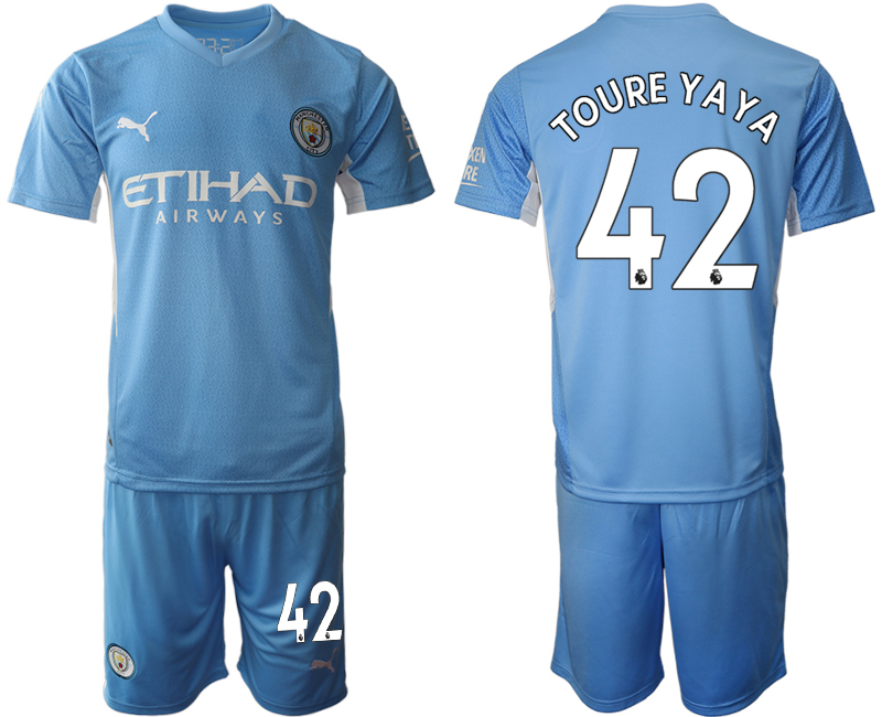 Men 2021-2022 Club Manchester City home Light blue #42 Soccer Jersey->manchester city jersey->Soccer Club Jersey